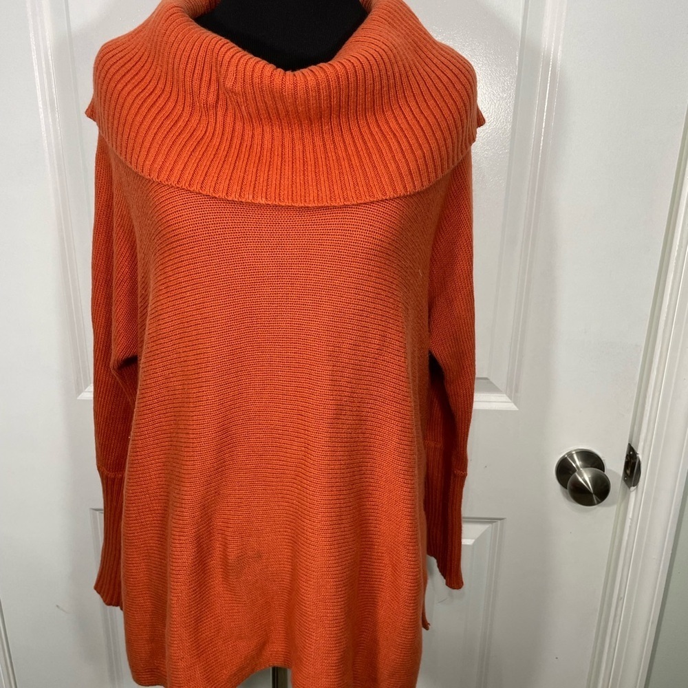 Chico's Vibrant Orange Cowl Neck Sweater Size 1 CB-BB